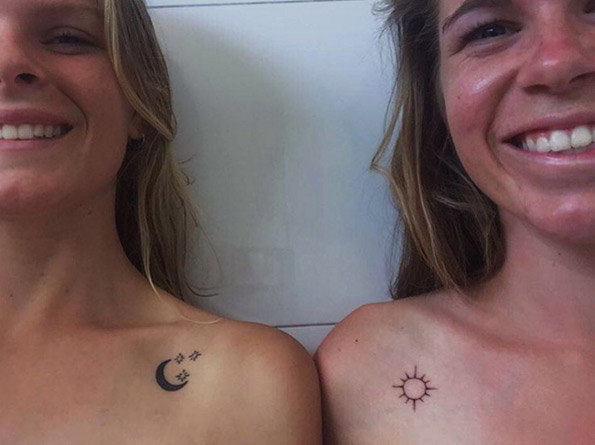 Sun and Moon Sister Tattoos