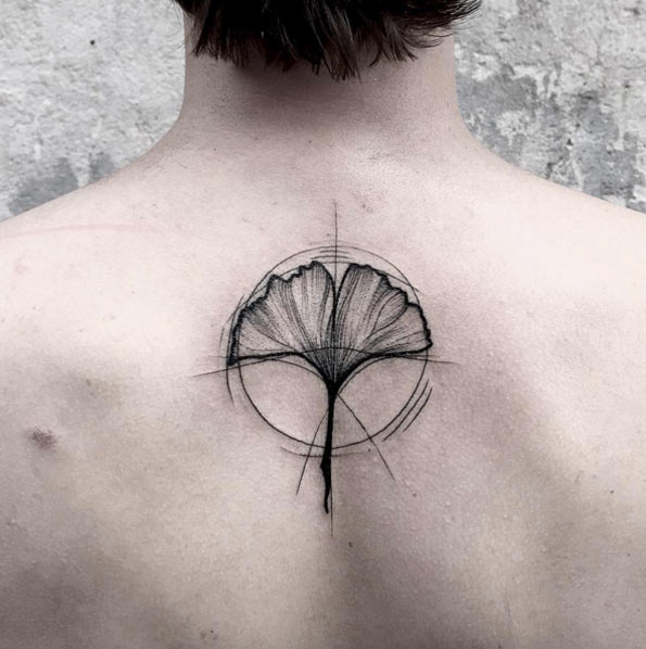 Sketch Style Flower Tattoo on Back by Frank Carrilho