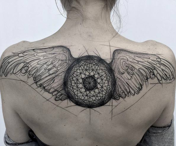 Sketch Style Wing Tattoo by Frank Carrilho