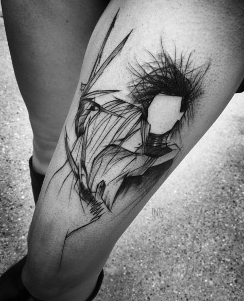 Edward Scissorhands Sketch Style Tattoo by Inez Janiak