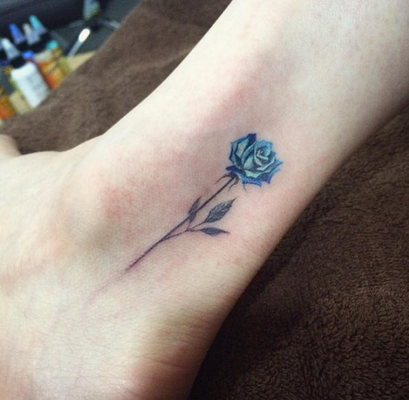 Small Blue Rose Tattoo by Doy