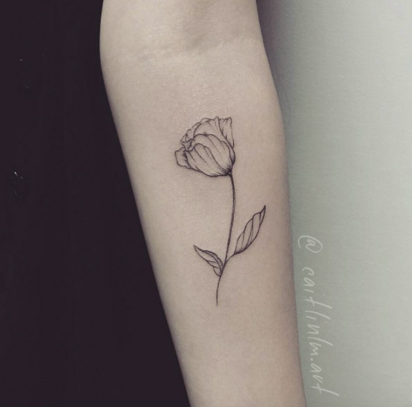 Minimalistic Tulip Tattoo by Caitlin Lindstrom-Milne