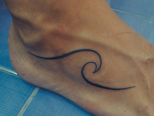 Wave Tattoo Design on Foot