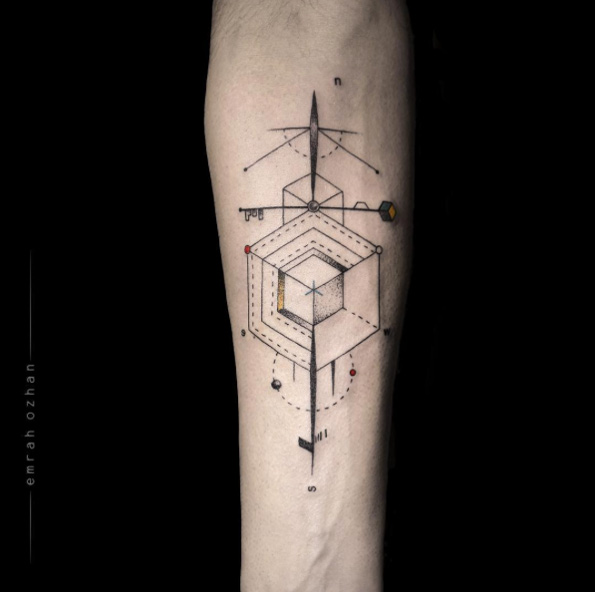 Asymmetrical Abstract Tattoo Design by Emrah Ozhan