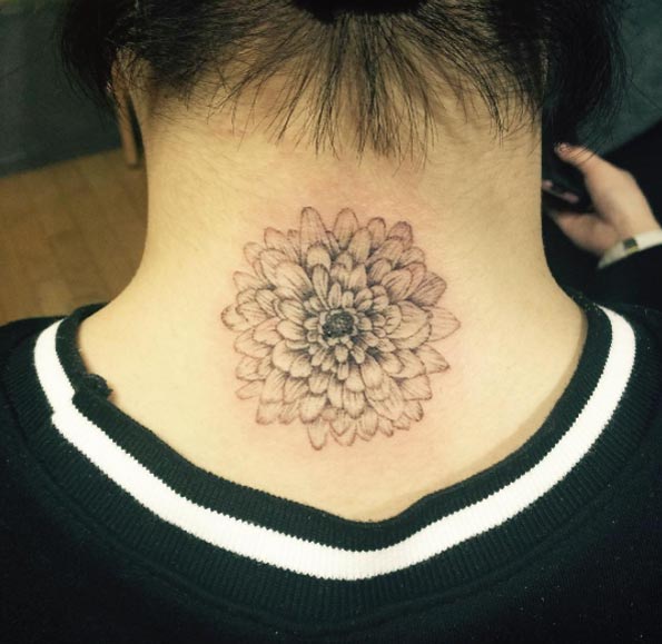 Back Neck Floral Tattoo by UP