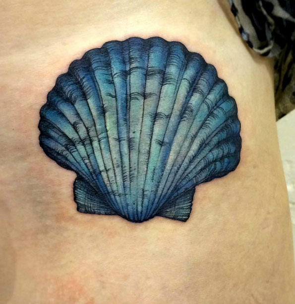 Turquoise Seashell Tattoo by Katy Hayward