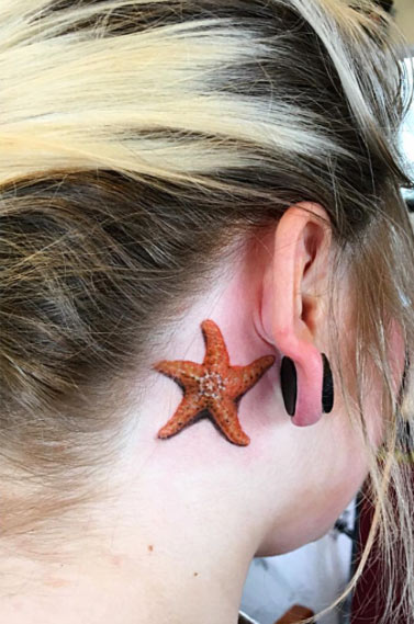 Behind The Ear Starfish Tattoo by Painless Steel