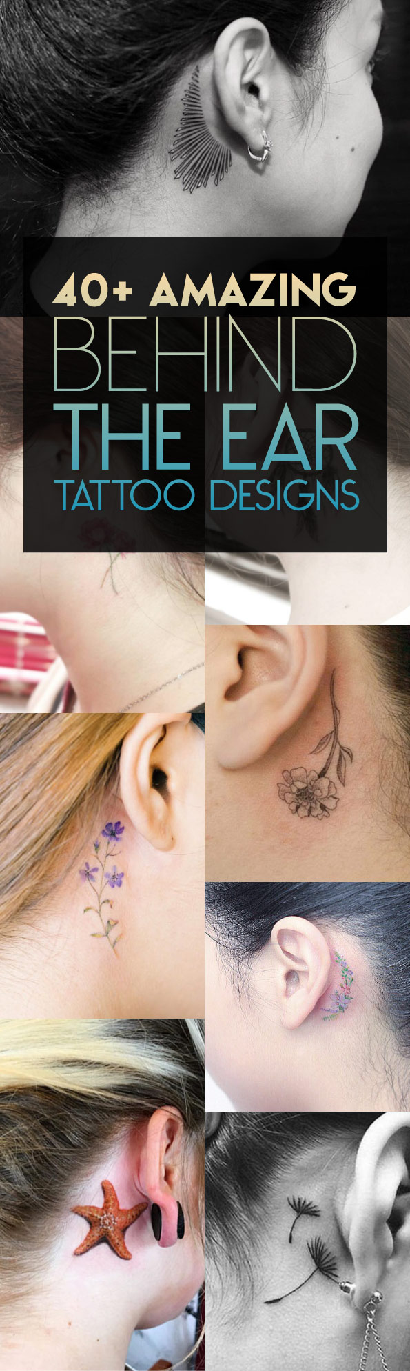 40+ Amazing Behind The Ear Tattoo Designs