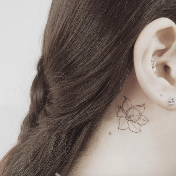 Floral Behind The Ear Tattoo by Doy