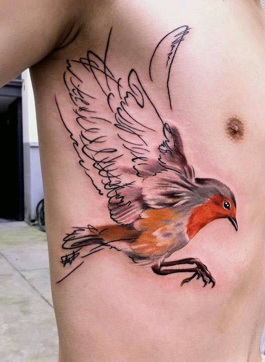 Bird Tattoo on Ribcage