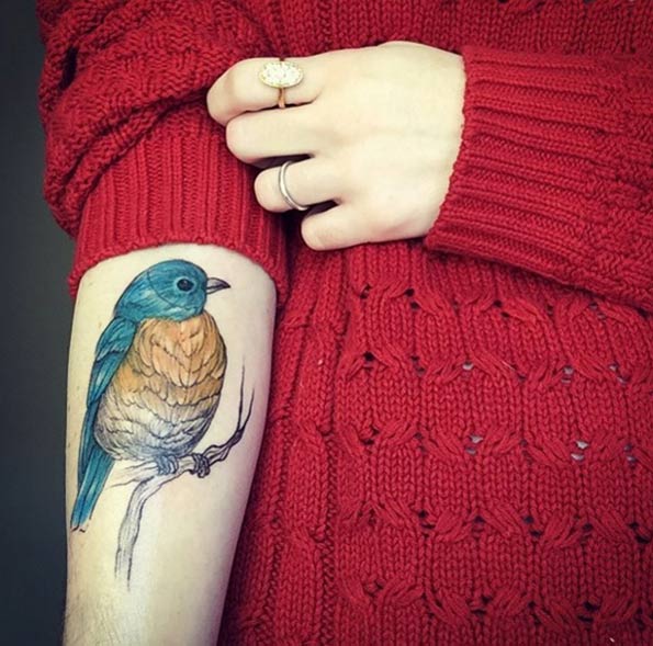 Bird Tattoo on Forearm by Karl Berringer