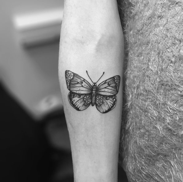 Blackwork Geometric Butterfly Tattoo by Tom Tom 