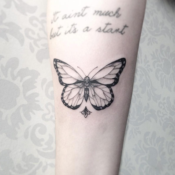 Blackwork Butterfly Tattoo by Sandra Cunha