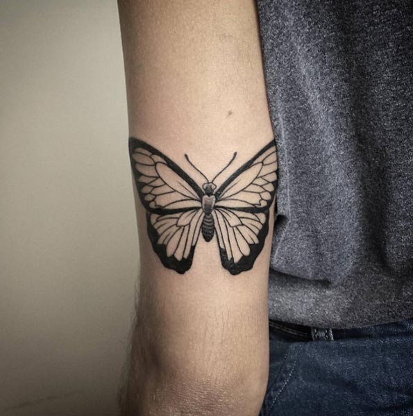 Butterfly Tattoo on Tricep by Rafaella Oliveira