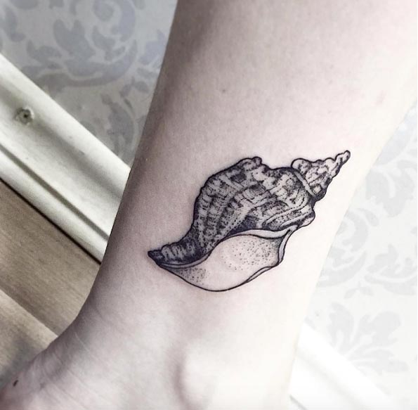 Conch Shell Tattoo by Sandra Cunha