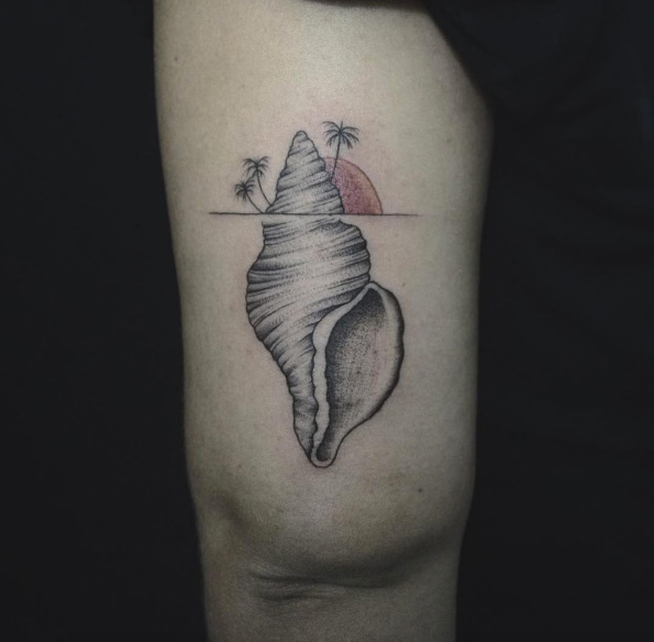 Creative Shell Tattoo by Rafael Brunet