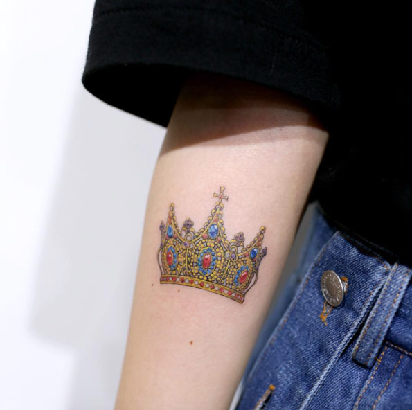 Jeweled Crown Tattoo by Doy