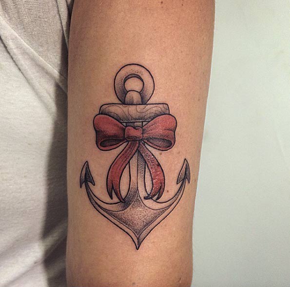 Anchor with Ribbon Tattoo by Michaella Schorr