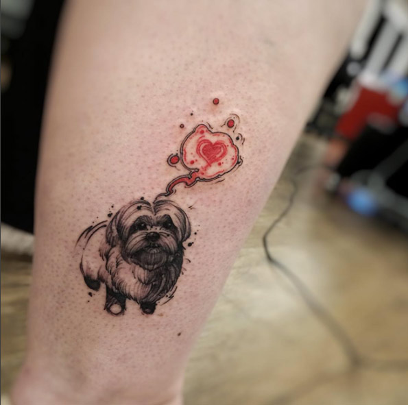 Cute Dog Tattoo by Felipe Rodrigues Fe Rod