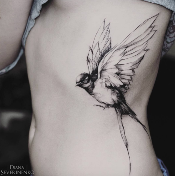 Black and Gray Songbird by Diana Severinenko