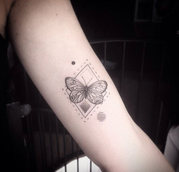 Geometric Butterfly Tattoo by Octavio Camino