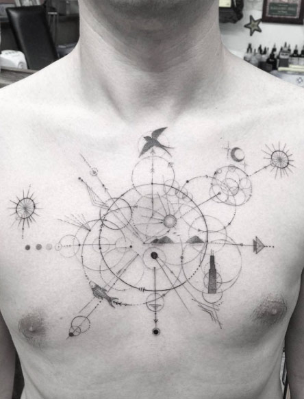 Geometric Chest Tattoo by Doctor Woo