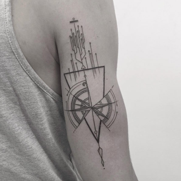 Geometric Compass Tattoo Design by Balazs Bercsenyi