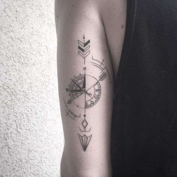 Geometric Compass Tattoo by Balazs Bercsenyi