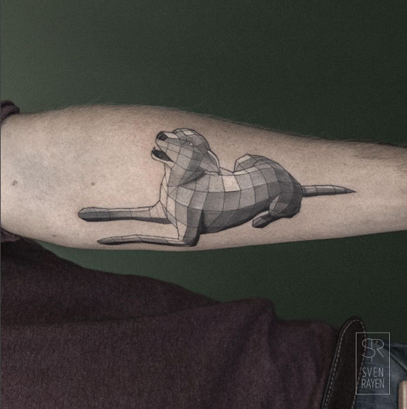 Low Poly Geometric Dog Tattoo by Sven Rayen