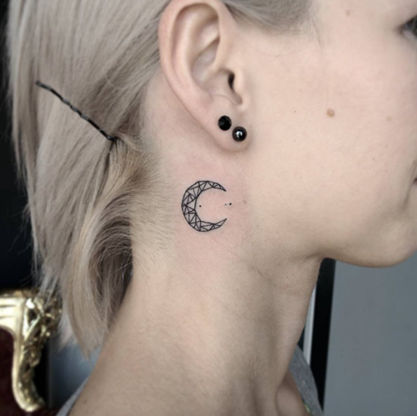 Geometric Crescent Moon Tattoo by Michele Volpi
