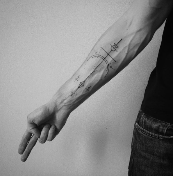 Geometric Tattoo Design on Forearm by Berlin Sergey