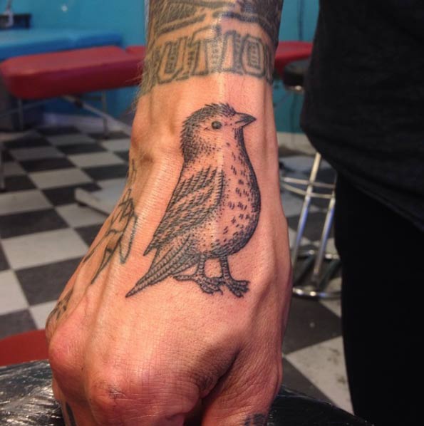 Bird Tattoo on Hand by Erika