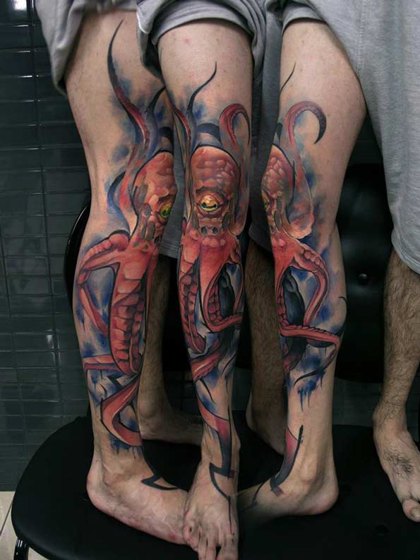 40+ Fascinating Squid and Octopus Tattoo Designs - TattooBlend