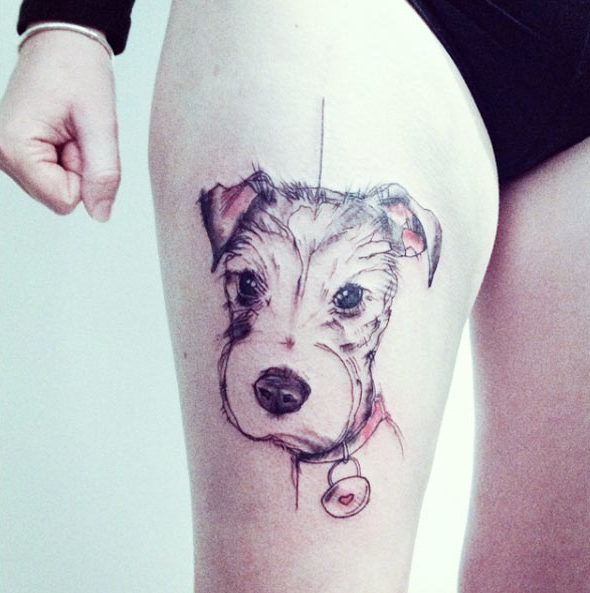 Sketch Style Dog Tattoo by Simona Blanar