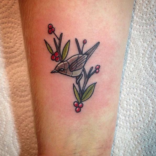 Small Songbird Tattoo by Lydia