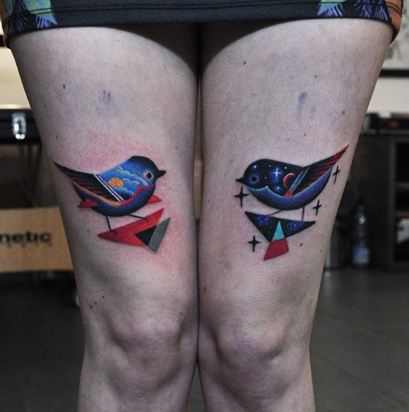 Surreal Bird Tattoos by David Cote