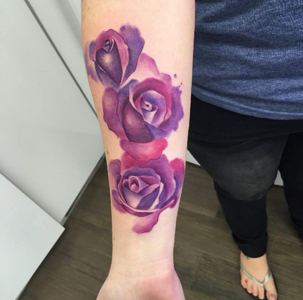 Three watercolor roses by Jemka