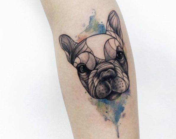 Watercolor Dog Tattoo by Jonas Lima