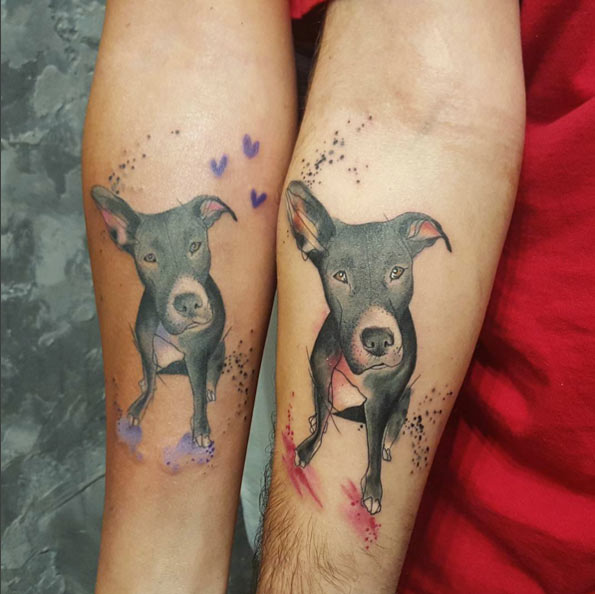 Watercolor Dog Tattoo by Simona Blanar