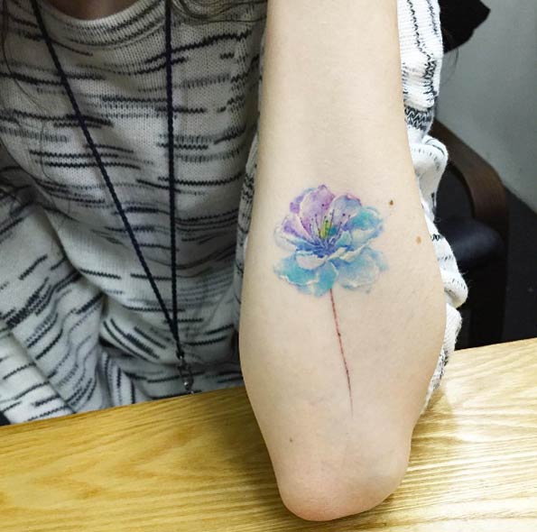 Floral Forearm Tattoo by Hongdam