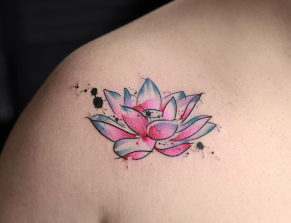 Watercolor Lotus Flower by Georgia Grey