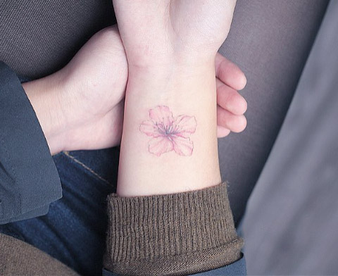 Cherry Blossom on Wrist by Mini Lau