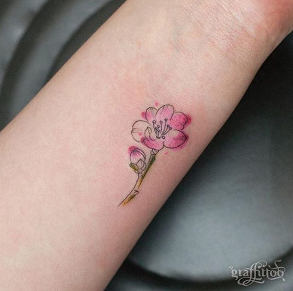 Pink Watercolor Flower by Graffittoo