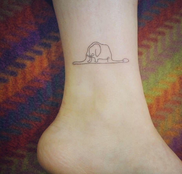 Continuous line elephant by Doy