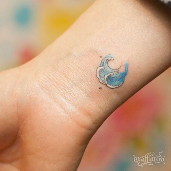 Watercolor Wave on Wrist by River