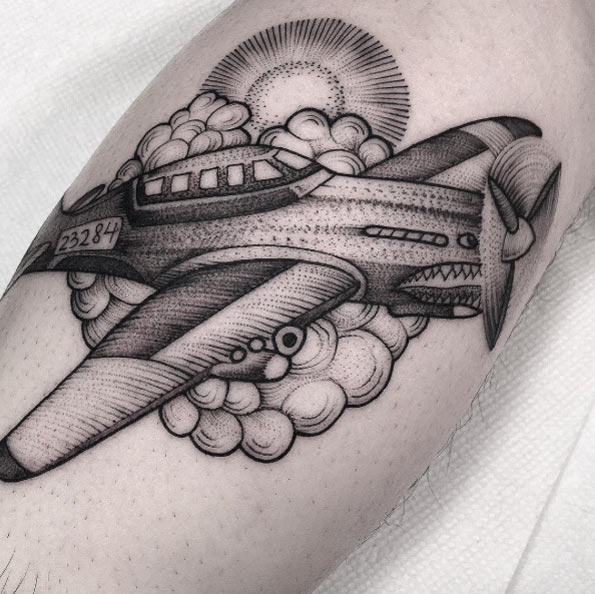 Dotwork Fighter Plane by Lawrence Edwards