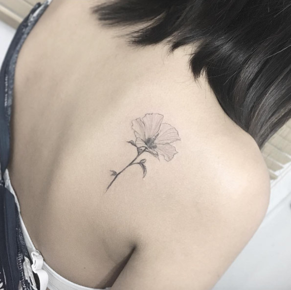 Back shoulder flower by Tattooist Flower