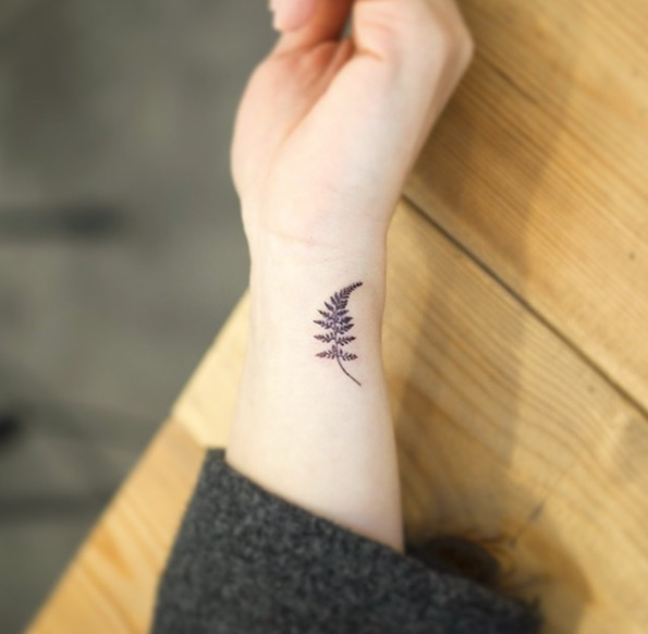 Tiny fern on wrist by Sol Art