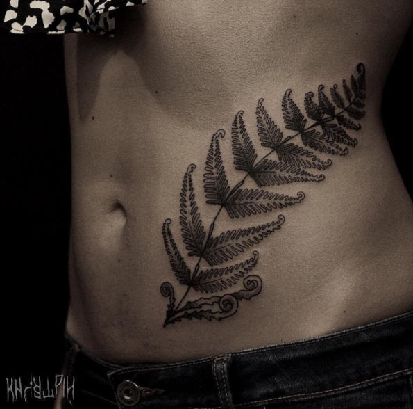 Large fern tattoo by Kichatiy Andrey