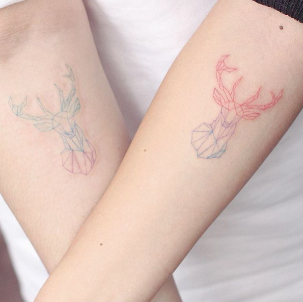 Geometric deer by Hello Tattoo